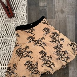 Anthro Odille Galloping Filly Horse Print Skirt